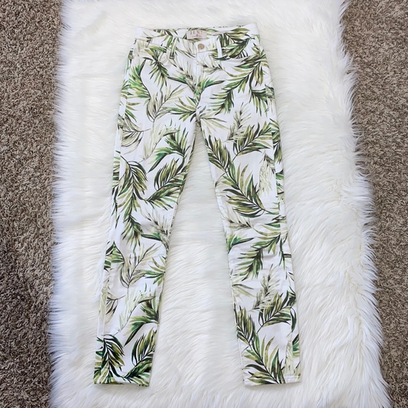 7 For All Mankind Ankle Skinny Tropical Palm Tree Print Jeans 🌴 Size 0 - Picture 3 of 9